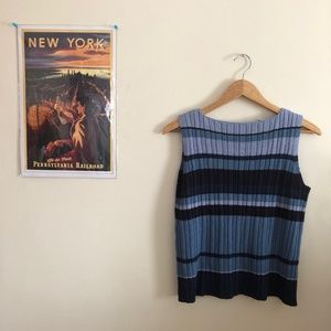 Vintage Blue Striped Sweater Tank Top Size Medium